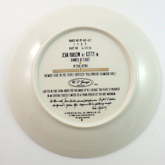 Bradford Exchange Jean Harlow as Kitty in Dinner at Eight Porcelain Plate #400B - Picture 2 of 2